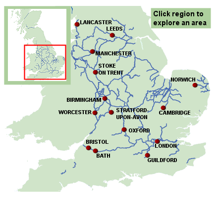 Canal boat holidays in England - interactive map of the English Waterways